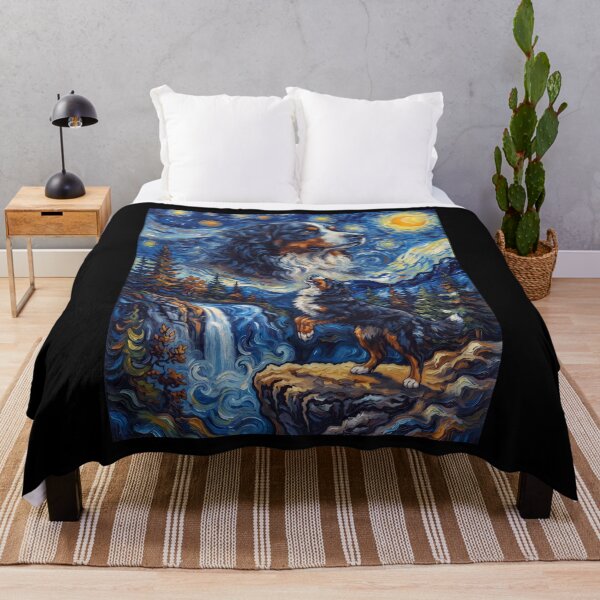 Item preview, Bernese Mountain Dog Howling Moon Starry Night Van Gogh Art Dog Lover designed and sold by dian-rody-crest.