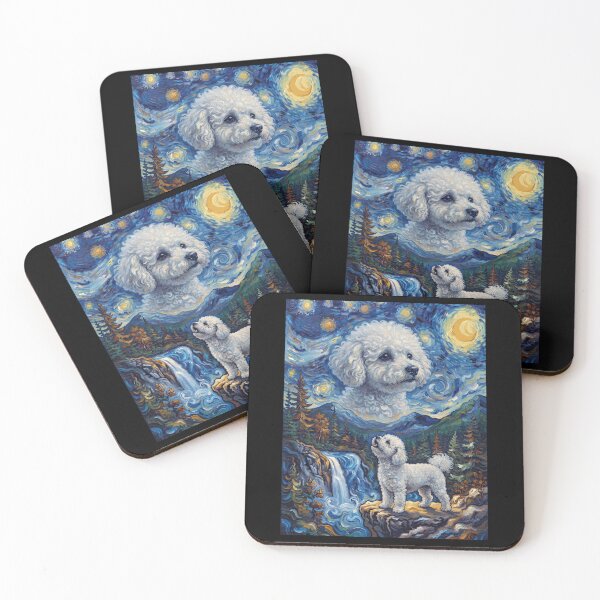 Item preview, Bichon Frise Howling Moon Starry Night Van Gogh Art Dog Lover designed and sold by dian-rody-crest.