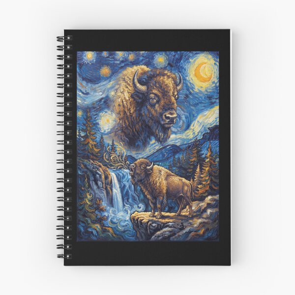 Item preview, Bison Howling Moon Starry Night Van Gogh Art Animal Lover designed and sold by dian-rody-crest.