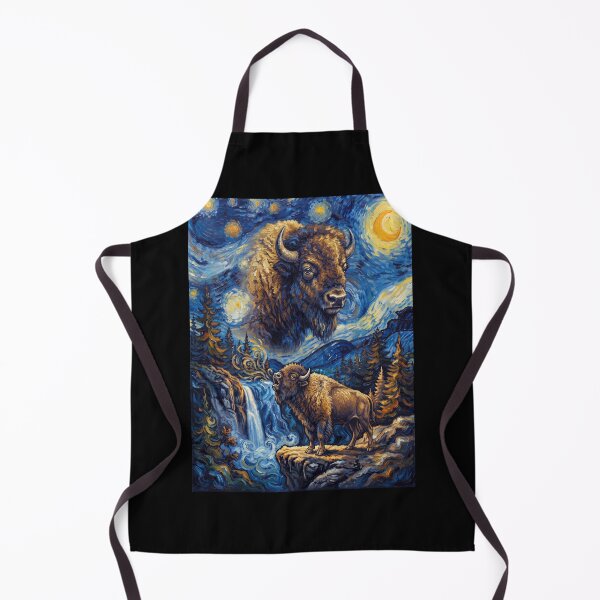 Item preview, Bison Howling Moon Starry Night Van Gogh Art Animal Lover designed and sold by dian-rody-crest.