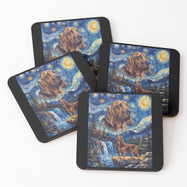 Item preview, Bloodhound Howling Moon Starry Night Van Gogh Art Dog Lover designed and sold by dian-rody-crest.