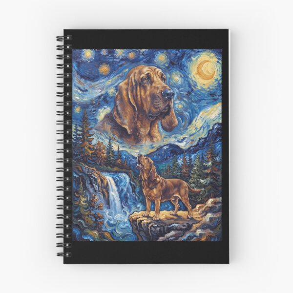 Artikelvorschau, Bluthund heult, Mond, Sternennacht, Van Gogh, Kunst, Hundeliebhaber entworfen und verkauft von dian-rody-crest.