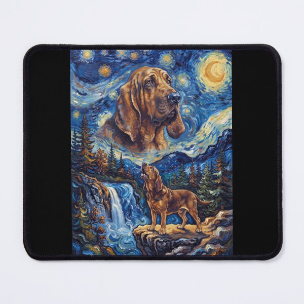 Artikelvorschau, Bluthund heult, Mond, Sternennacht, Van Gogh, Kunst, Hundeliebhaber entworfen und verkauft von dian-rody-crest.