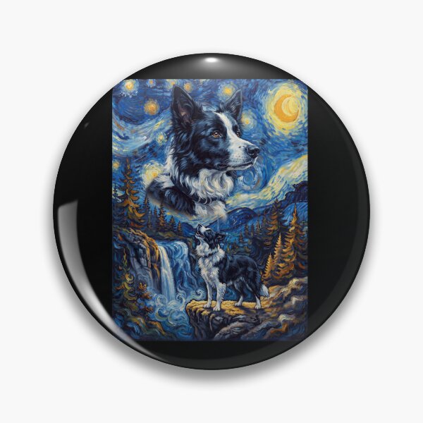 Item preview, Border Collie Howling Moon Starry Night Van Gogh Art Dog Lover designed and sold by dian-rody-crest.
