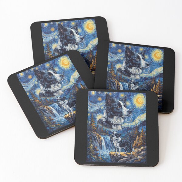 Item preview, Border Collie Howling Moon Starry Night Van Gogh Art Dog Lover designed and sold by dian-rody-crest.