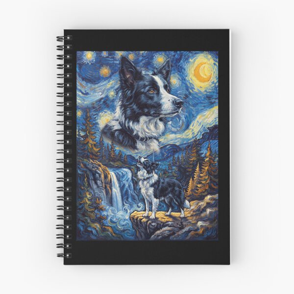 Item preview, Border Collie Howling Moon Starry Night Van Gogh Art Dog Lover designed and sold by dian-rody-crest.