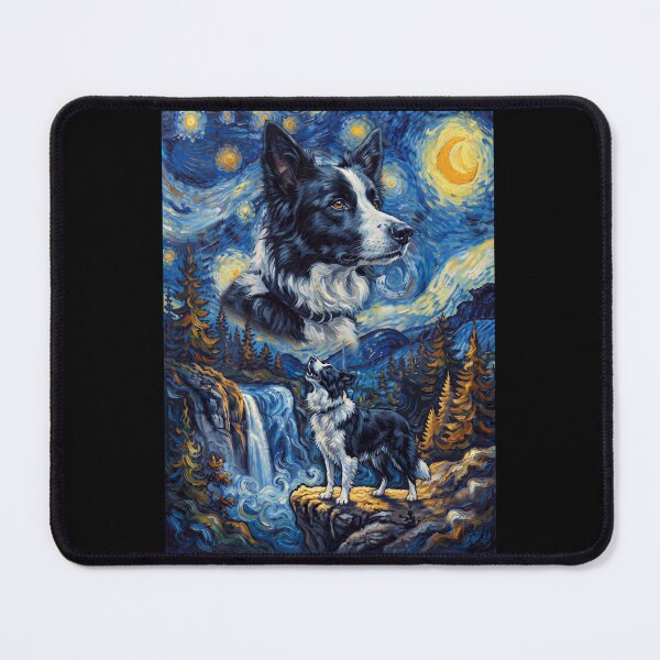 Item preview, Border Collie Howling Moon Starry Night Van Gogh Art Dog Lover designed and sold by dian-rody-crest.