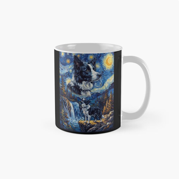 Item preview, Border Collie Howling Moon Starry Night Van Gogh Art Dog Lover designed and sold by dian-rody-crest.