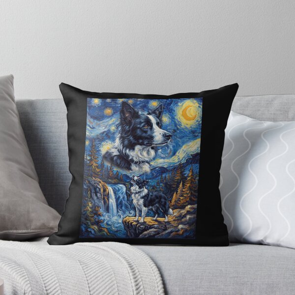 Item preview, Border Collie Howling Moon Starry Night Van Gogh Art Dog Lover designed and sold by dian-rody-crest.