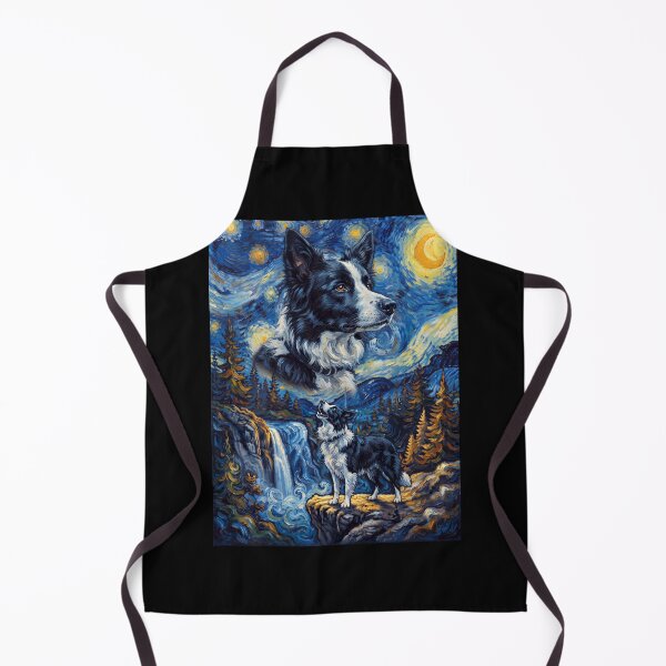 Item preview, Border Collie Howling Moon Starry Night Van Gogh Art Dog Lover designed and sold by dian-rody-crest.