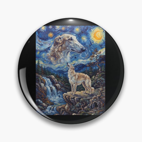 Item preview, Borzoi Howling Moon Starry Night Van Gogh Art Animal Lover designed and sold by dian-rody-crest.