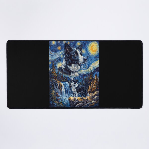 Item preview, Border Collie Howling Moon Starry Night Van Gogh Art Dog Lover designed and sold by dian-rody-crest.