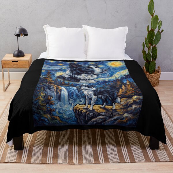 Item preview, Border Collie Howling Moon Starry Night Van Gogh Art Dog Lover designed and sold by dian-rody-crest.