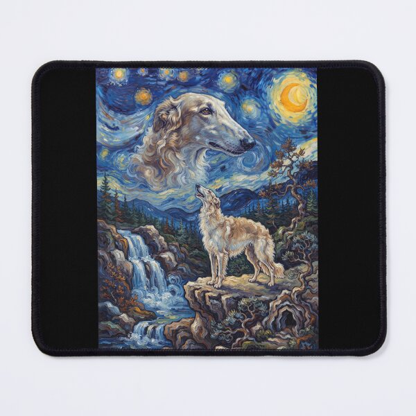 Item preview, Borzoi Howling Moon Starry Night Van Gogh Art Animal Lover designed and sold by dian-rody-crest.