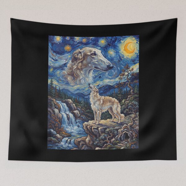 Item preview, Borzoi Howling Moon Starry Night Van Gogh Art Animal Lover designed and sold by dian-rody-crest.
