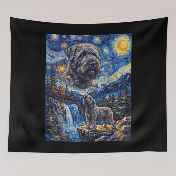 Item preview, Bouvier des Flandres Howling Moon Starry Night Van Gogh Art Animal Lover designed and sold by dian-rody-crest.