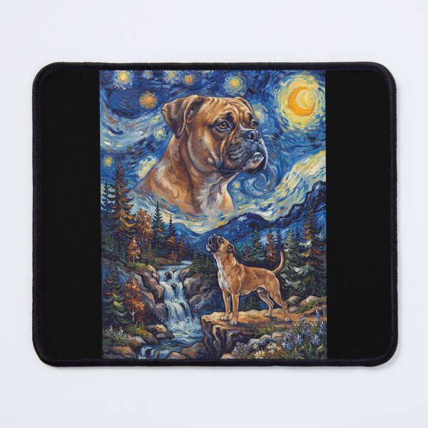 Item preview, Boxer Dog Howling Moon Starry Night Van Gogh Art Dog Lover designed and sold by dian-rody-crest.