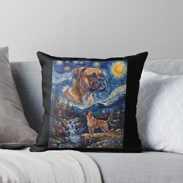 Item preview, Boxer Dog Howling Moon Starry Night Van Gogh Art Dog Lover designed and sold by dian-rody-crest.