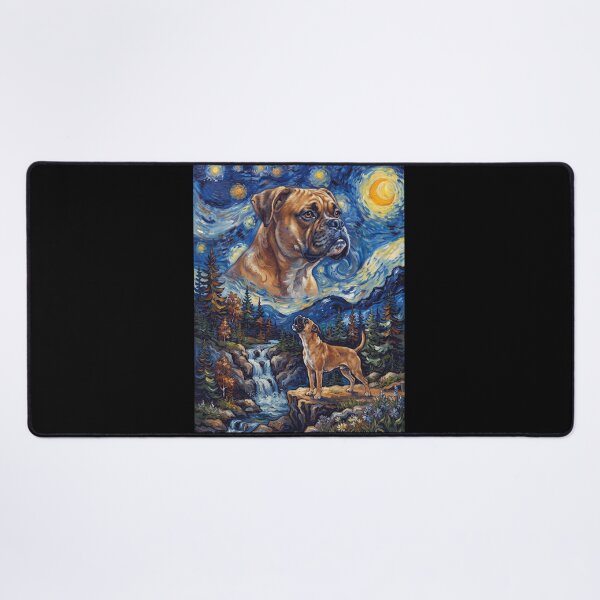 Item preview, Boxer Dog Howling Moon Starry Night Van Gogh Art Dog Lover designed and sold by dian-rody-crest.