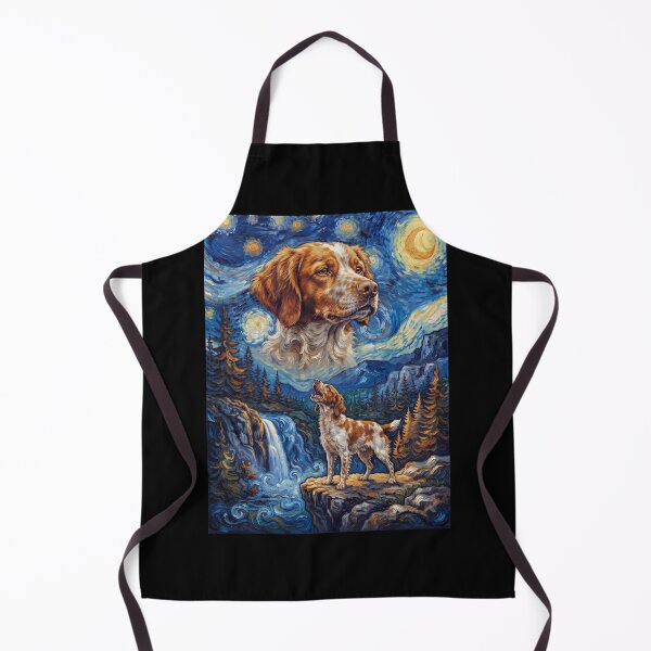 Item preview, Brittany Howling Moon Starry Night Van Gogh Art Dog Lover designed and sold by dian-rody-crest.