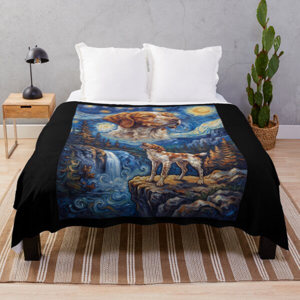 Item preview, Brittany Howling Moon Starry Night Van Gogh Art Dog Lover designed and sold by dian-rody-crest.