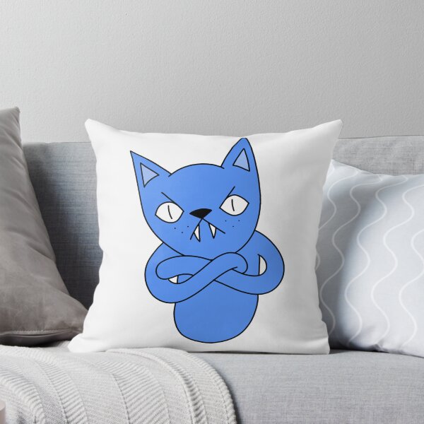 Item preview, mean cat arms crossed - blue designed and sold by motherbrainart.