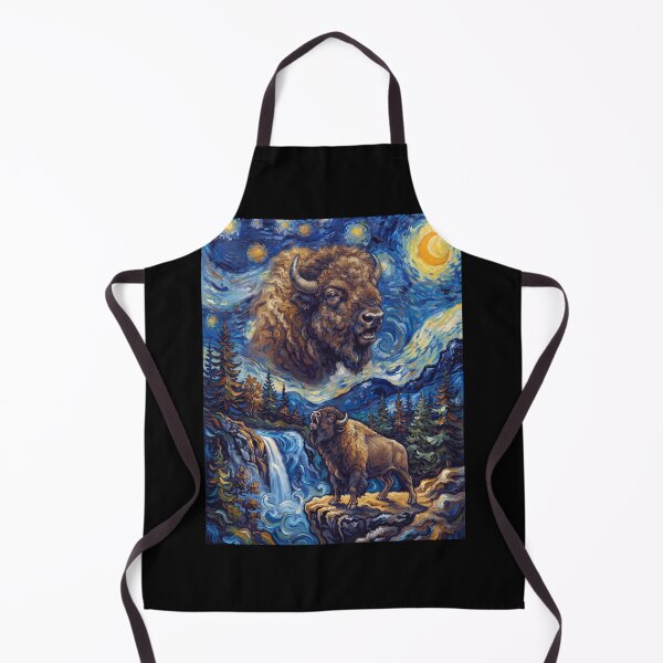 Item preview, Buffalo Howling Moon Starry Night Van Gogh Art Animal Lover designed and sold by dian-rody-crest.
