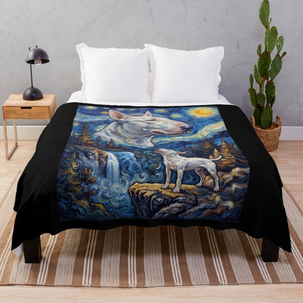 Item preview, Bull Terrier Howling Moon Starry Night Van Gogh Art Dog Lover designed and sold by dian-rody-crest.