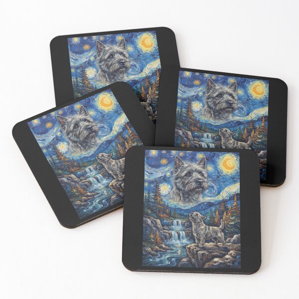 Item preview, Cairn Terrier Howling Moon Starry Night Van Gogh Art Animal Lover designed and sold by dian-rody-crest.