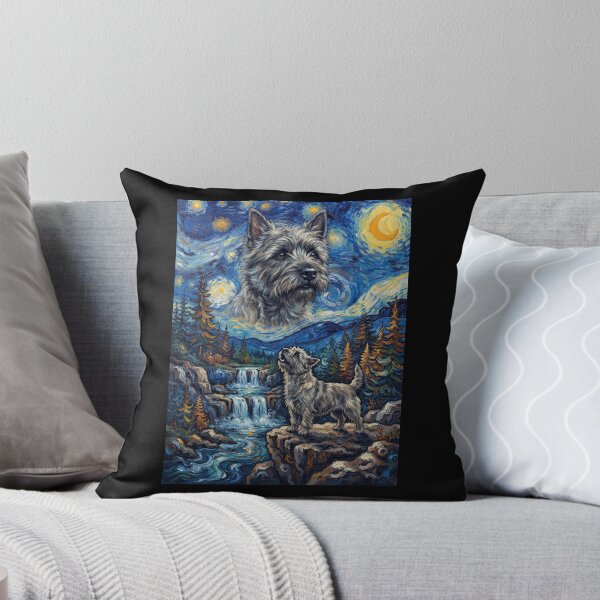 Item preview, Cairn Terrier Howling Moon Starry Night Van Gogh Art Animal Lover designed and sold by dian-rody-crest.