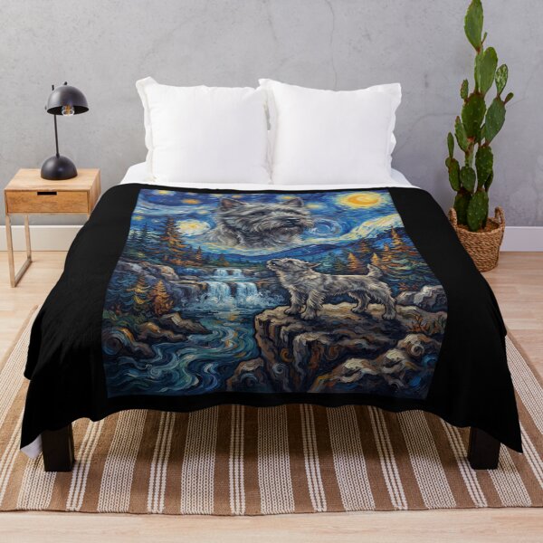 Item preview, Cairn Terrier Howling Moon Starry Night Van Gogh Art Animal Lover designed and sold by dian-rody-crest.
