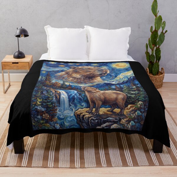 Item preview, Capybara Howling Moon Starry Night Van Gogh Art Animal Lover designed and sold by dian-rody-crest.