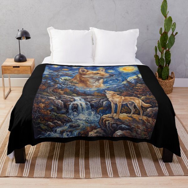 Item preview, Carolina Dog Howling Moon Starry Night Van Gogh Art Animal Lover designed and sold by dian-rody-crest.