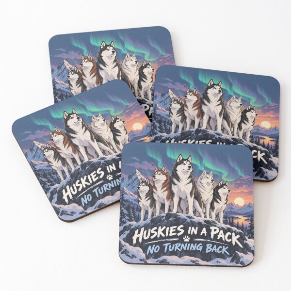 Item preview, Huskies in a Pack No Turning Back (with aurora borealis) designed and sold by nikkolaus.