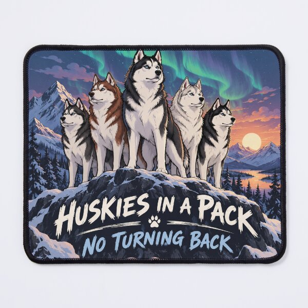 Item preview, Huskies in a Pack No Turning Back (with aurora borealis) designed and sold by nikkolaus.