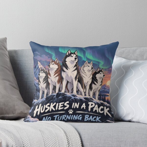 Item preview, Huskies in a Pack No Turning Back (with aurora borealis) designed and sold by nikkolaus.