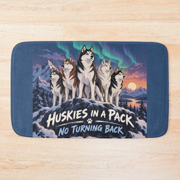 Item preview, Huskies in a Pack No Turning Back (with aurora borealis) designed and sold by nikkolaus.