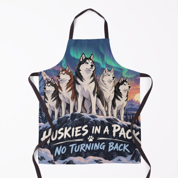 Item preview, Huskies in a Pack No Turning Back (with aurora borealis) designed and sold by nikkolaus.