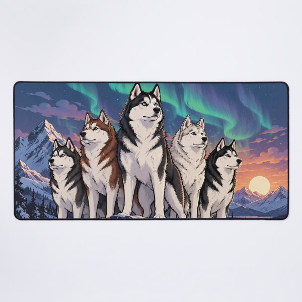 Item preview, Huskies in a Pack No Turning Back (with aurora borealis) designed and sold by nikkolaus.
