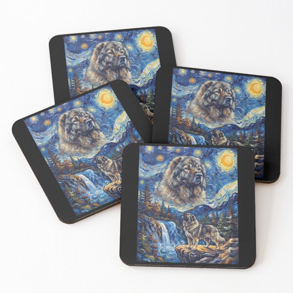 Item preview, Caucasian Shepherd Dog Howling Moon Starry Night Van Gogh Art Animal Lover designed and sold by dian-rody-crest.