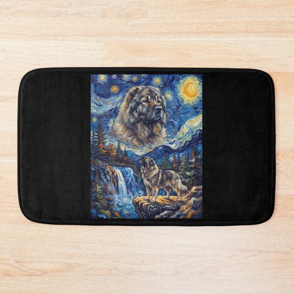 Item preview, Caucasian Shepherd Dog Howling Moon Starry Night Van Gogh Art Animal Lover designed and sold by dian-rody-crest.