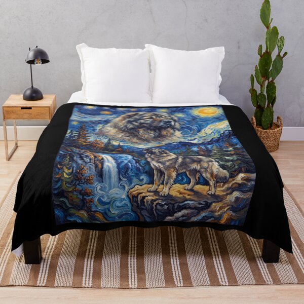 Item preview, Caucasian Shepherd Dog Howling Moon Starry Night Van Gogh Art Animal Lover designed and sold by dian-rody-crest.