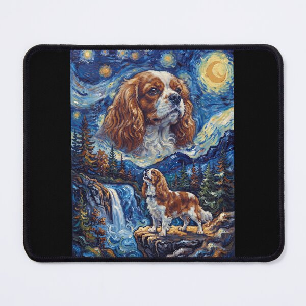 Item preview, Cavalier King Charles Spaniel Howling Moon Starry Night Van Gogh Art Dog Lover designed and sold by dian-rody-crest.
