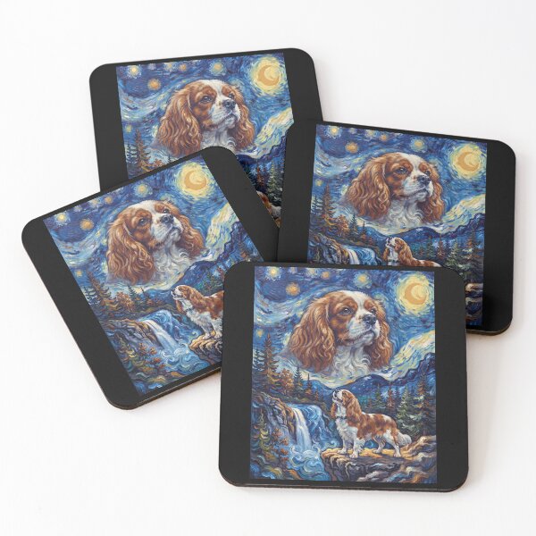Item preview, Cavalier King Charles Spaniel Howling Moon Starry Night Van Gogh Art Dog Lover designed and sold by dian-rody-crest.