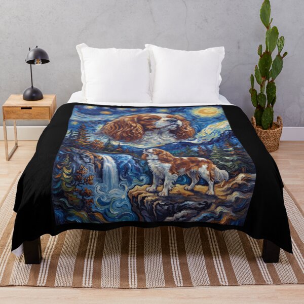 Item preview, Cavalier King Charles Spaniel Howling Moon Starry Night Van Gogh Art Dog Lover designed and sold by dian-rody-crest.