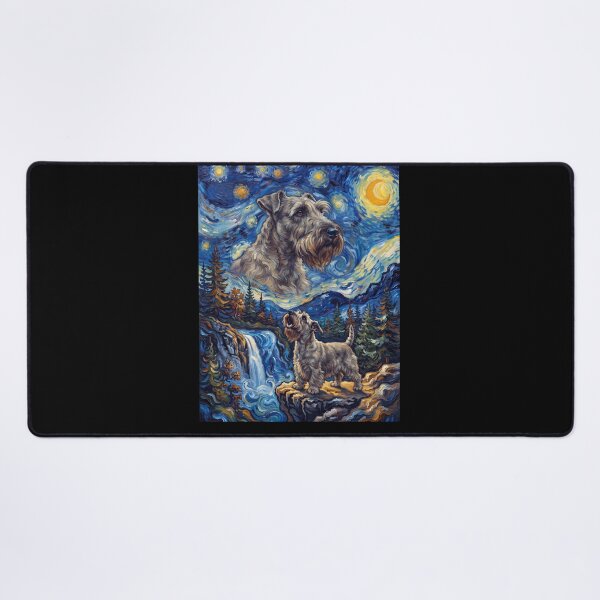 Item preview, Cesky Terrier Howling Moon Starry Night Van Gogh Art Animal Lover designed and sold by dian-rody-crest.