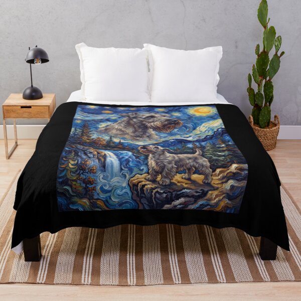 Item preview, Cesky Terrier Howling Moon Starry Night Van Gogh Art Animal Lover designed and sold by dian-rody-crest.