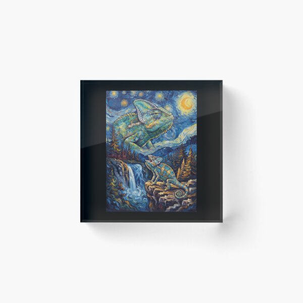 Item preview, Chameleon Howling Moon Starry Night Van Gogh Art Animal Lover designed and sold by dian-rody-crest.