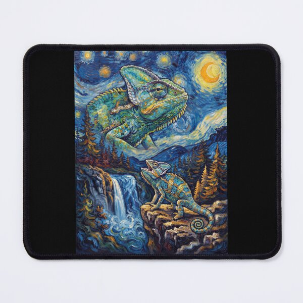 Item preview, Chameleon Howling Moon Starry Night Van Gogh Art Animal Lover designed and sold by dian-rody-crest.