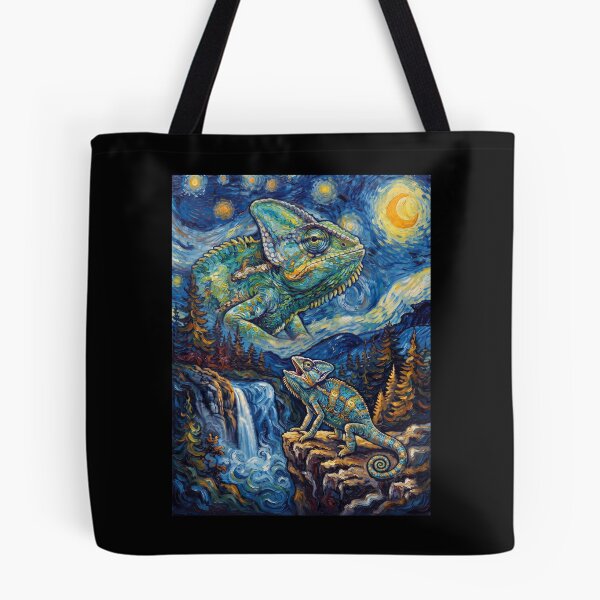 Item preview, Chameleon Howling Moon Starry Night Van Gogh Art Animal Lover designed and sold by dian-rody-crest.